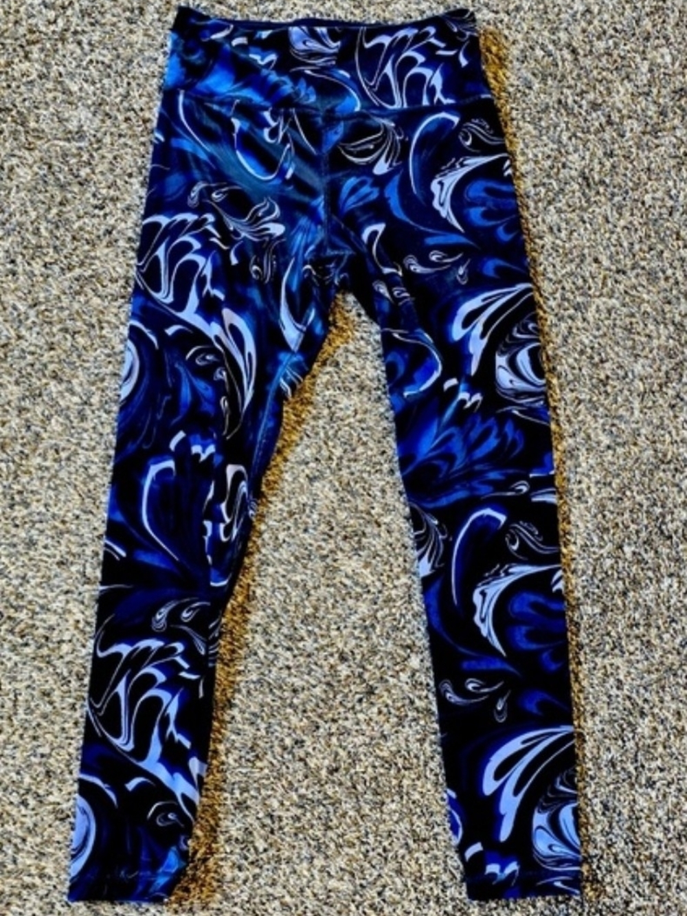 Athleta Blue and Black Swirl Kids Leggings
